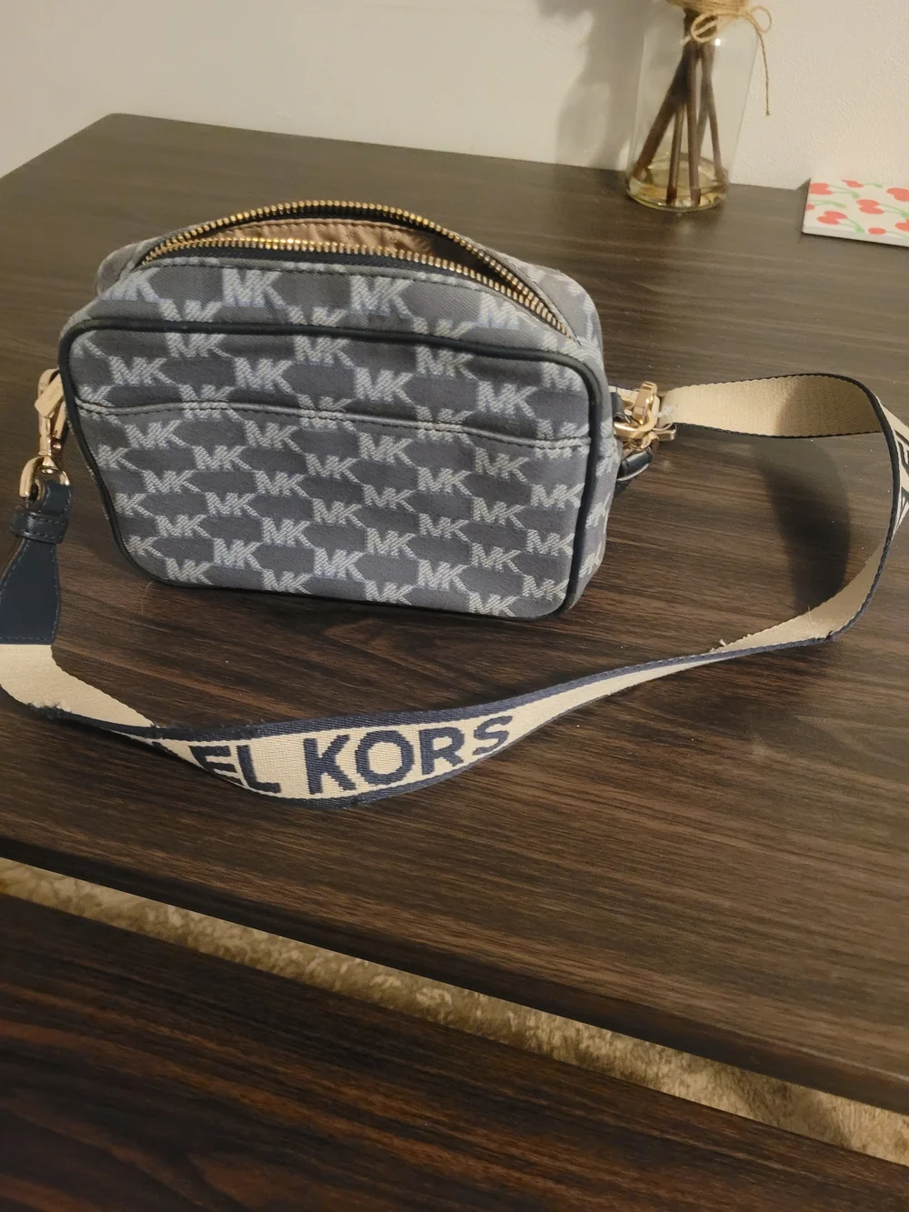 Michael Kors Navy MK Logo Crossbody Bag